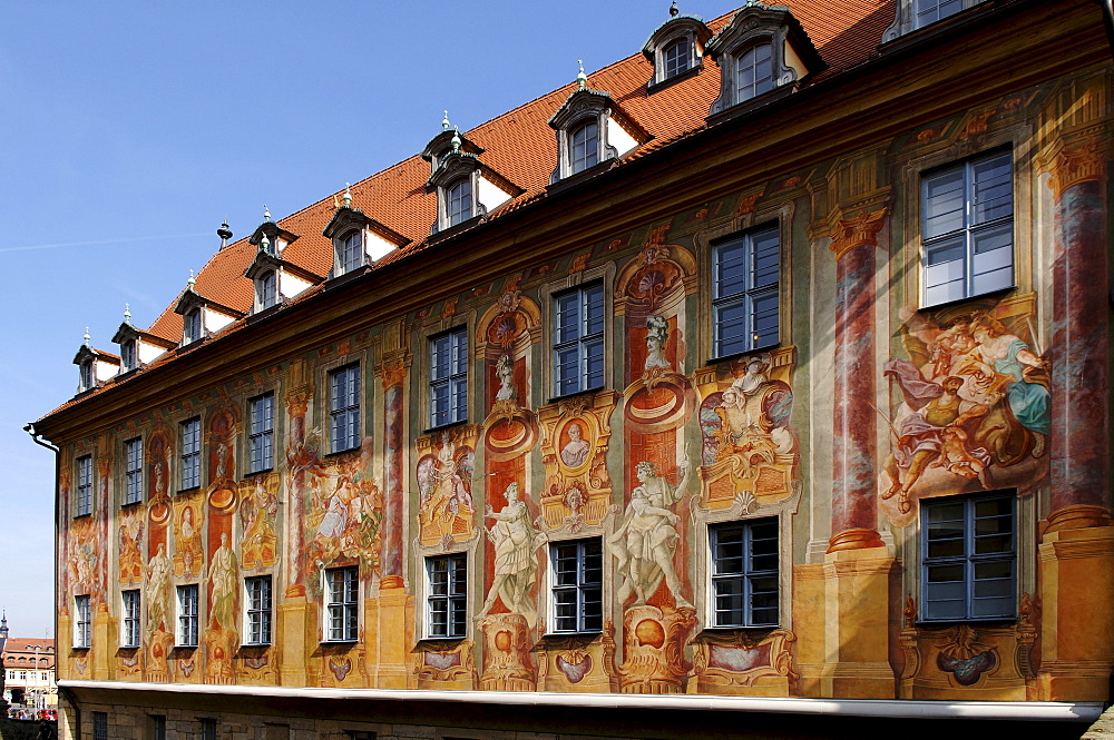 Painted facade, Old Town Hall, Bamberg, Upper Franconia, Bavaria, Germany