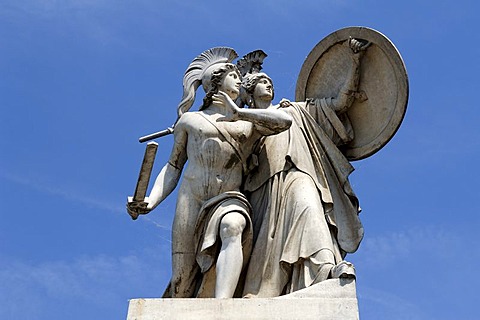 Sculptures on the Schlossbruecke bridge, Berlin, Germany, Europe