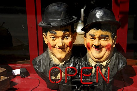 Laurel and Hardy figures in a display window, Berlin, Germany, Europe