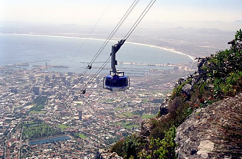 View over Cape Town from below the table mountain cable car