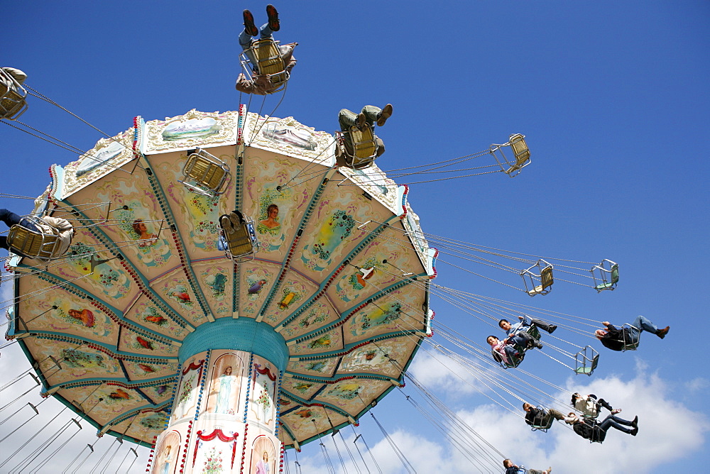 People driving with a chairoplane, Hamburg, Germany