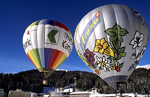 Hot-air balloons, Arosa, Graubuenden, Switzerland