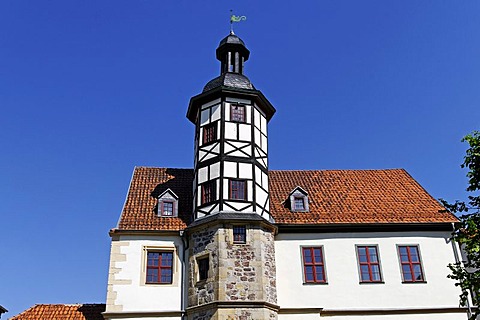 Alte Residenz, Old Residence, half-timbered tower, Eisenach, Thuringia, Germany, Europe