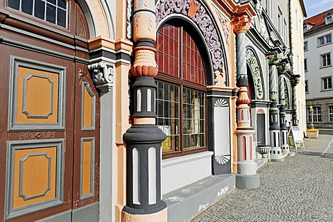 Historical Cranach house at the market of Weimar, Thuringia, Germany, Europe