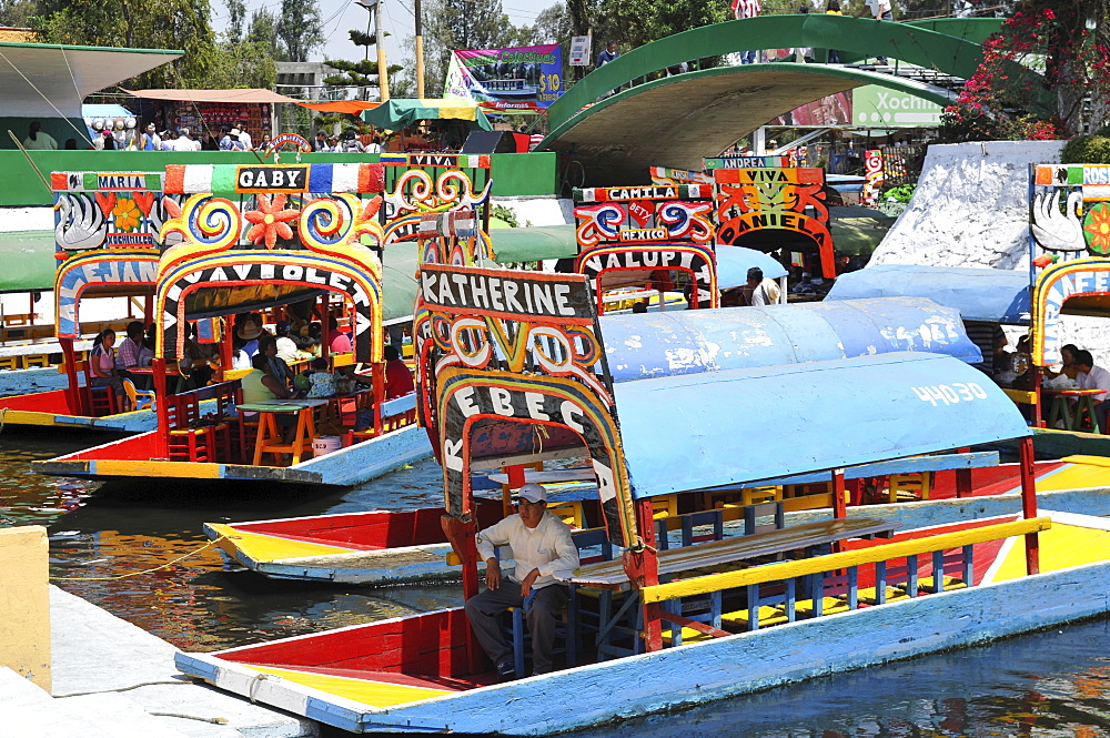 Boats, Trajineras, Xochimilco, Mexico City, Mexico, North America