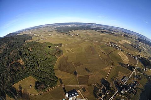 View from a hot-air balloon, balloon trip, near Lake Zeller, Austria, Europe