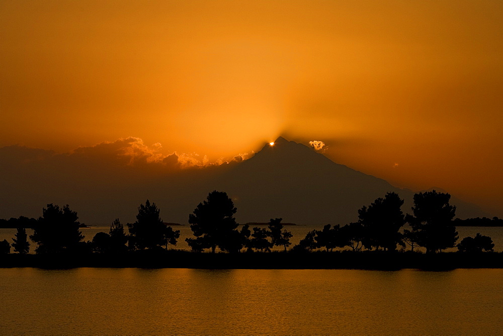 Sunrise behind Mount Athos, Sithonia, Chalkidiki, Greece