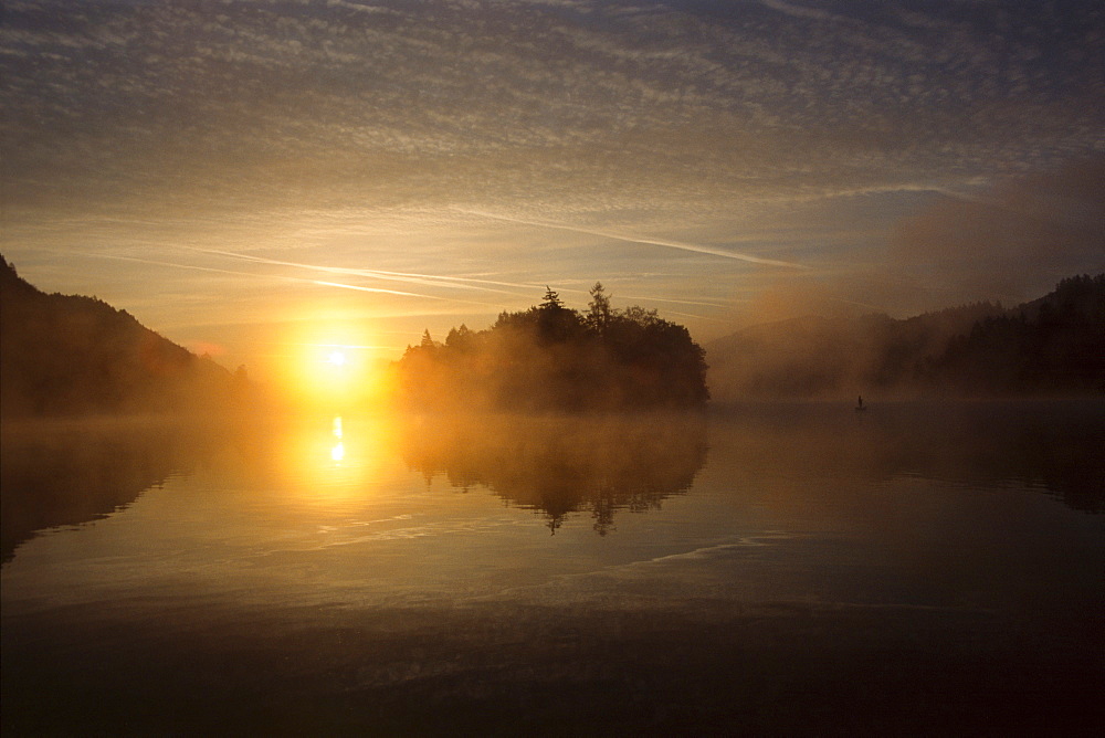 Sunrise over Reintaler See (Reintal Lake), North Tirol, Austria, Europe