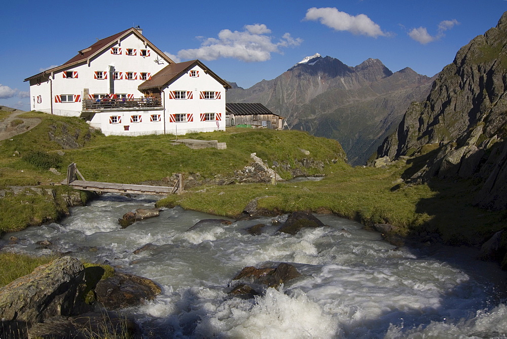 The new Regensburgerhuette (Regensburg Cabin), Stubai Alps, North Tirol, Austria, Europe