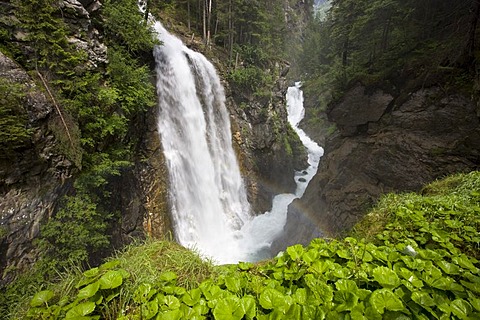 Uppermost cascade of the Reinbachfaelle Waterfalls, Rein in Taufers, Ahrntal Valley, Bolzano-Bozen, Italy, Europe