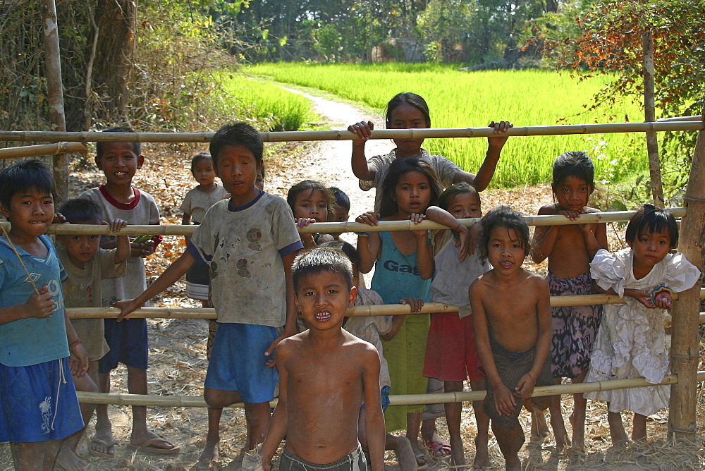 Children on the island of Don Khong, Siphandon, Laos