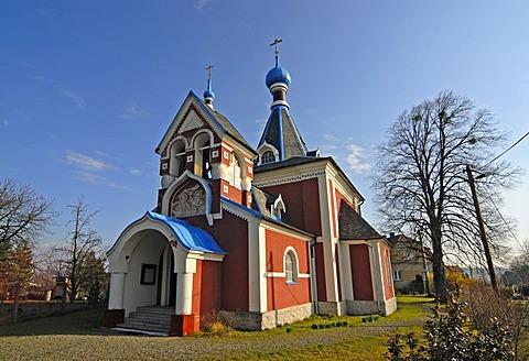 Picturesque Orthodox Christian church of St. Ludmila in Rimice, Czech Republic, Europe