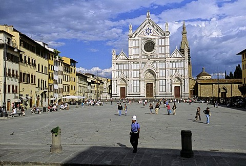 Santa Croce Basilica and Square, Florence, Firenze, Tuscany, Italy, Europe