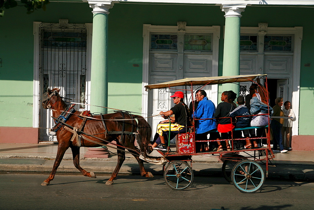 Horse and carriage, taxi service in Cienfuegos, Cuba, Caribbean, Americas