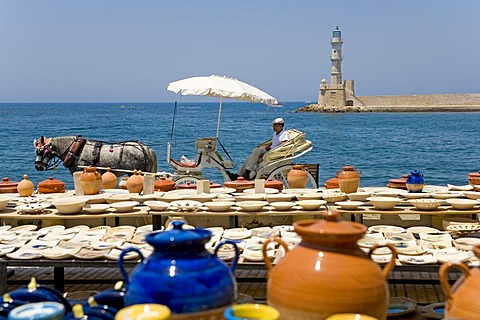 Potter ware, port of Chania, Crete, Greece, Europe