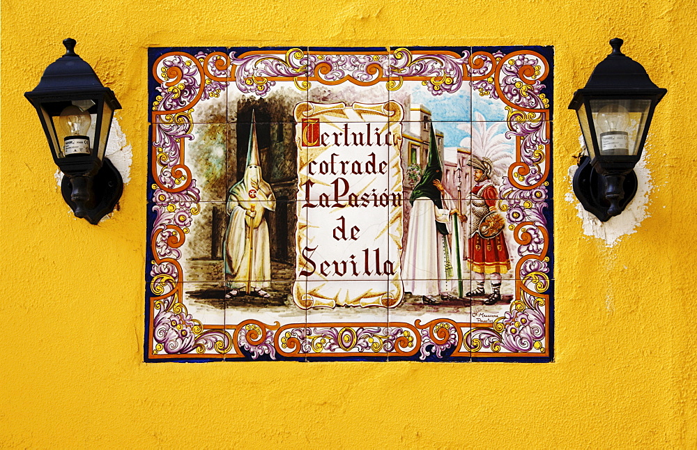 Ceramic representation of the Holy Week procession, Semana Santa, Seville, Andalusia, Spain