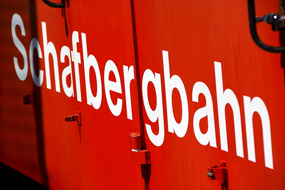 Lettering of Schafbergbahn, on a waggon, Salzburg, Austria, Europe