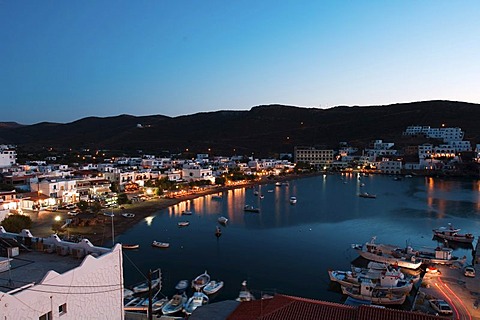 Habour of Kythnos, in the evening, Kythnos, Cyclades, Greece