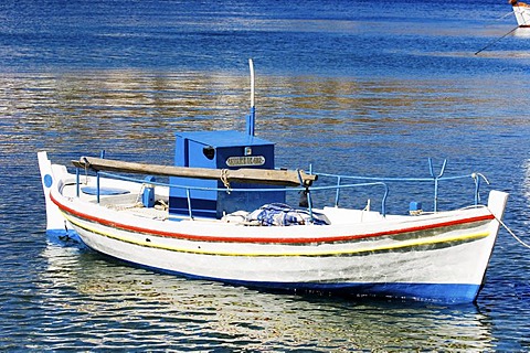 Fishing boat, in Kythnos Habour, Cyclades, Greece.