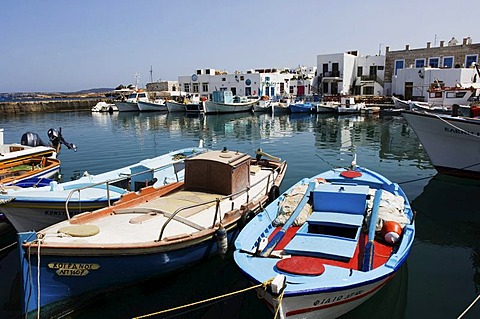 Fishing boats in Naoussa habour, Cyclades, Greece.