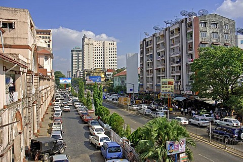 Bogyoke Aung San Road in Yangon, Rangon, Myanmar, Burma