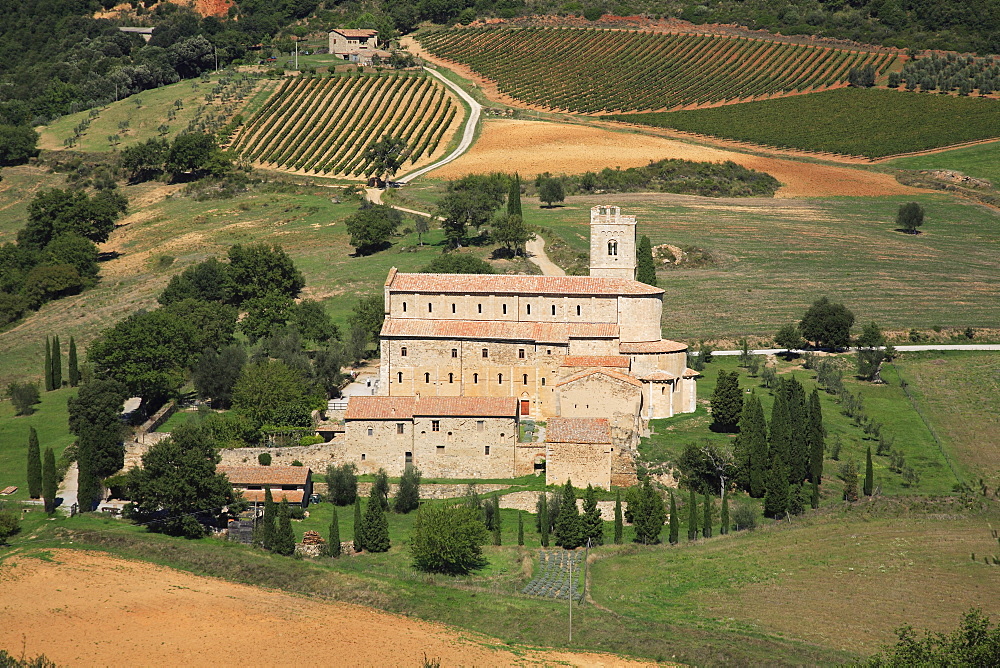 Church and monastery of Sant' Antimo, Tuscany, Italy