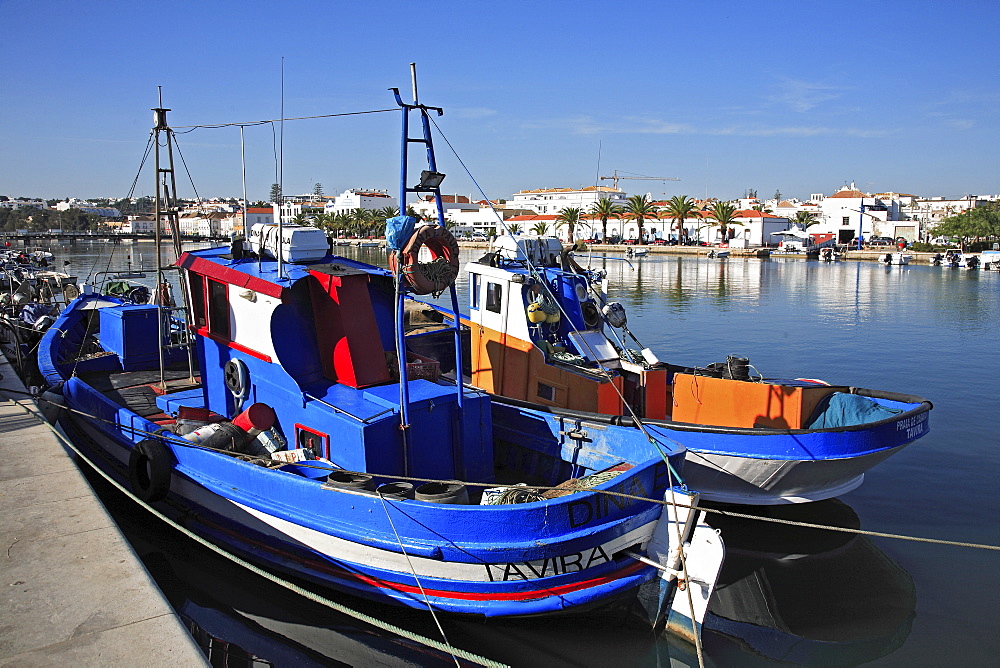 Fishing boats on the Rio Gilao, Tavira, Algarve, Portugal