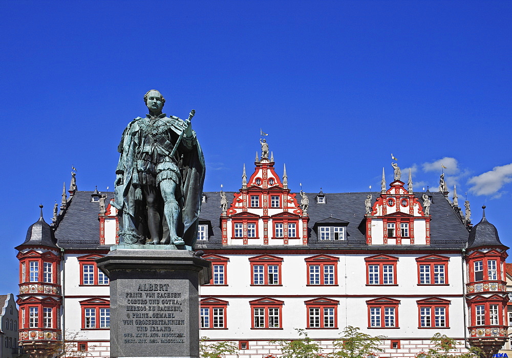 Marketplace and historic town house, Coburg, Upper Franconia, Bavaria, Germany, Europe