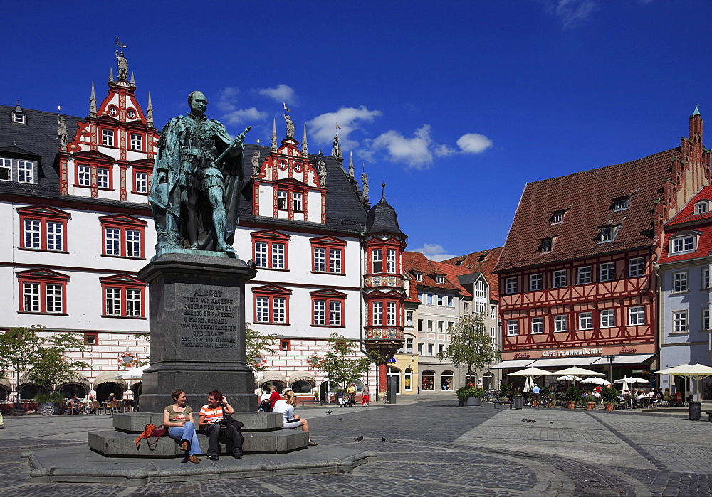 Marketplace and historic town house, Coburg, Upper Franconia, Bavaria, Germany, Europe