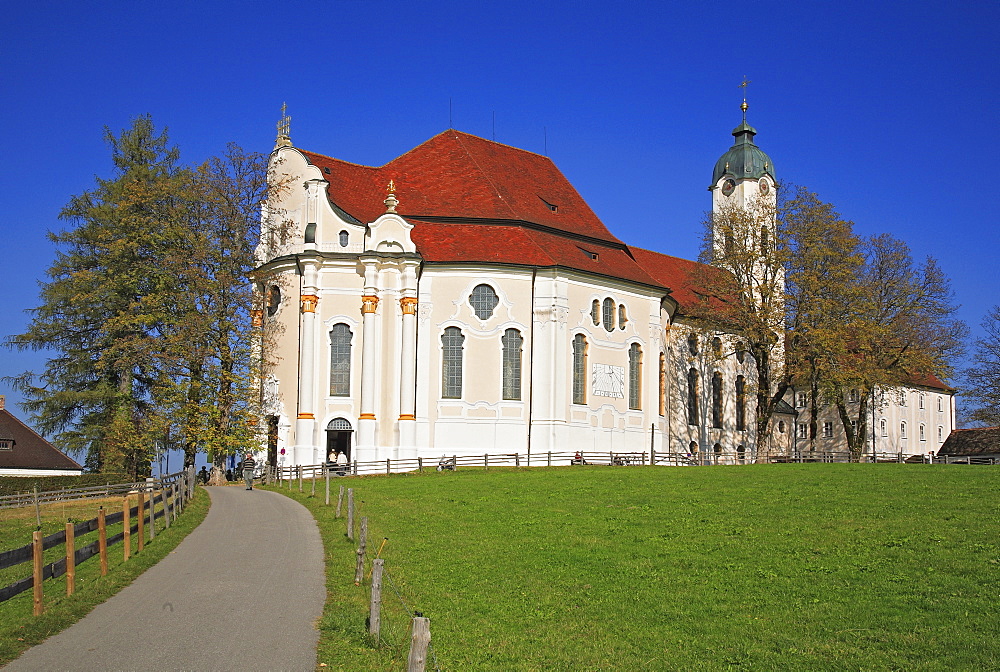 Wies Church, pilgrimage church of the scourged Savior, County Steingaden, Pfaffenwinkel, Bavaria, Germany, Europe