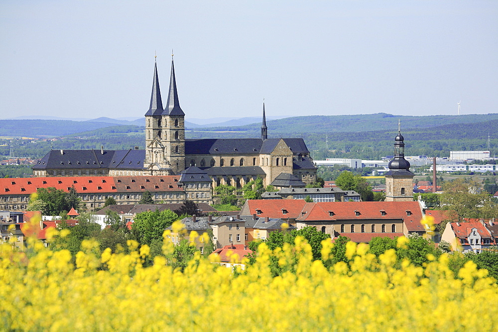 Panoramic view of Bamberg with Michaelskloster Monastery and Michelsberg, Upper Franconia, Bavaria, Germany, Europe