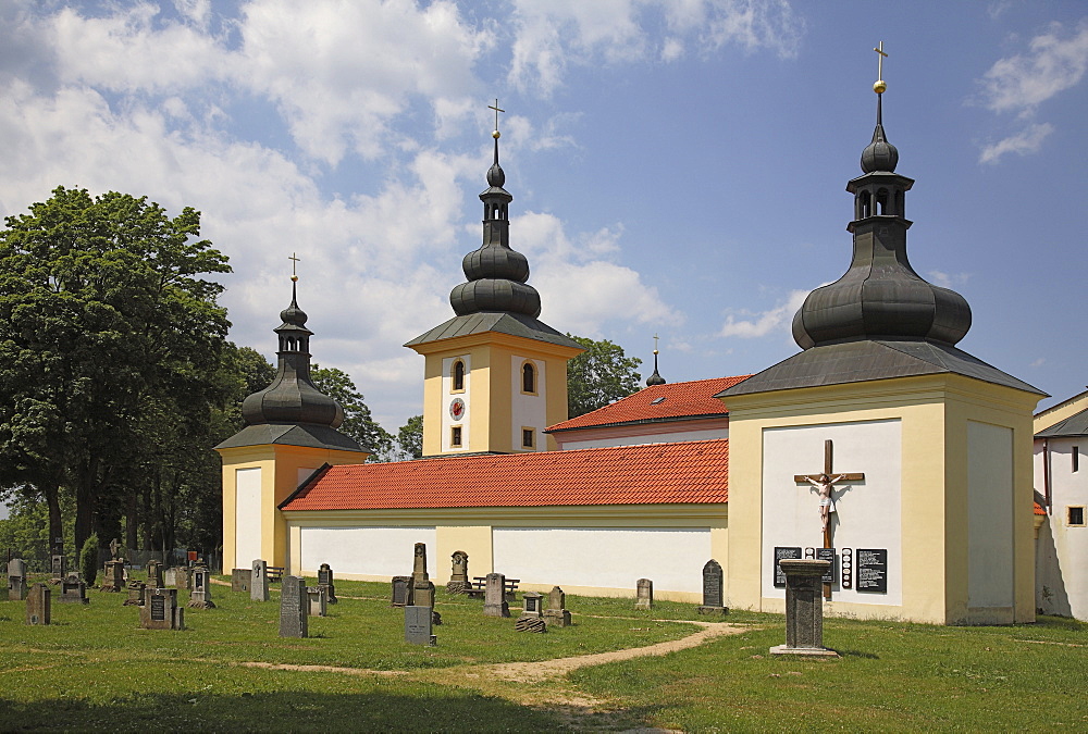 Historic cemetery of the pilgrimage church Maria Loreto in StarË Hroznatov, Altkinsberg, Cheb region, Eger, Boehmen, Egerland, Czech Republic, Europe