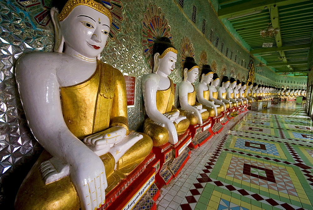 Seated Buddha statues, Sagaing Hill, Mandalay, Myanmar (Burma), Southeast Asia