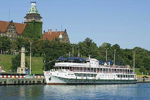 Touristship on the pier, Stettin, Szczecin, West Pomerania, Poland