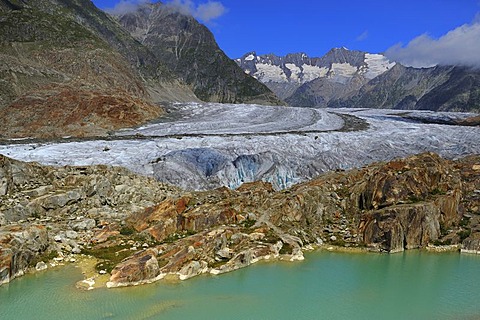 Great Aletsch Glacier, the heart of the UNESCO World Heritage Site Jungfrau-Aletsch-Bietschhorn, Goms, Wallis, Switzerland, Europe