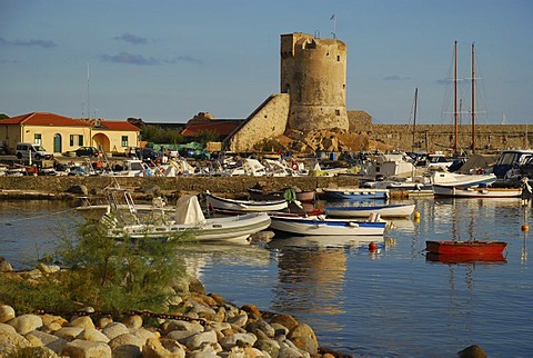 Torre Medicea at the mole of seaport Marciana Marina island Elba Tuscany Italy