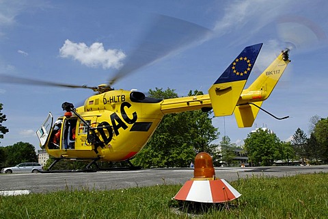 Rescue helicopter Christoph1 in action, Munich, Upper Bavaria, Germany