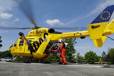 Rescue helicopter Christoph1 in action, Munich, Upper Bavaria, Germany