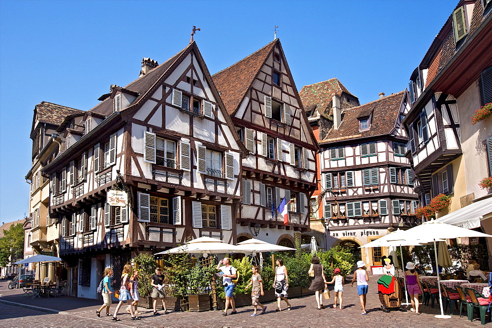 Half-timbered houses, historic town centre, Colmar, Alsace, France, Europe