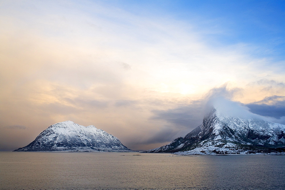 Cruise with the Hurtigruten, Norwegian Coastal Express, coast near ornes, North Norway, Scandinavia, Europe