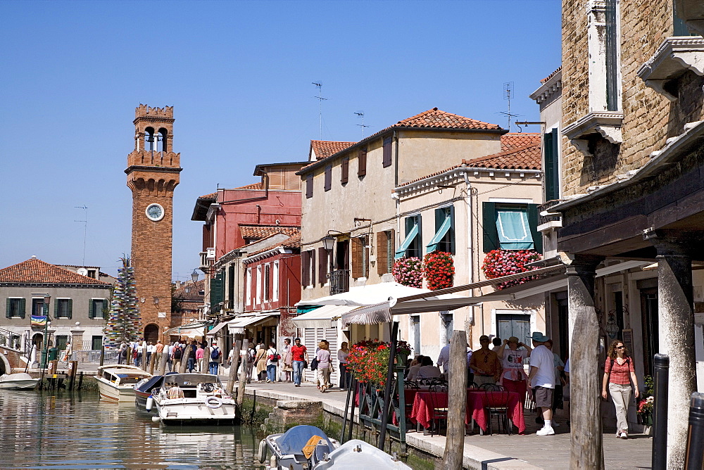 Canale Grande, Grand Canal with church steeple, Murano, Lagoon, Venice, Italy, Europe