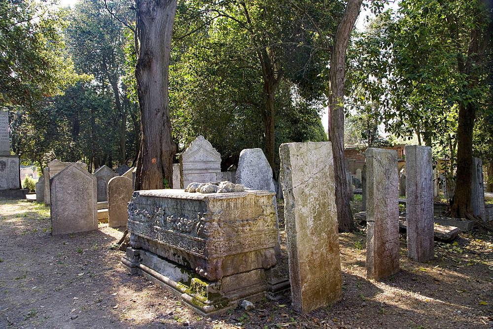 Graves in the Jewish cemetery, Lido, Venice, Venetian Lagoon, Italy, Europe