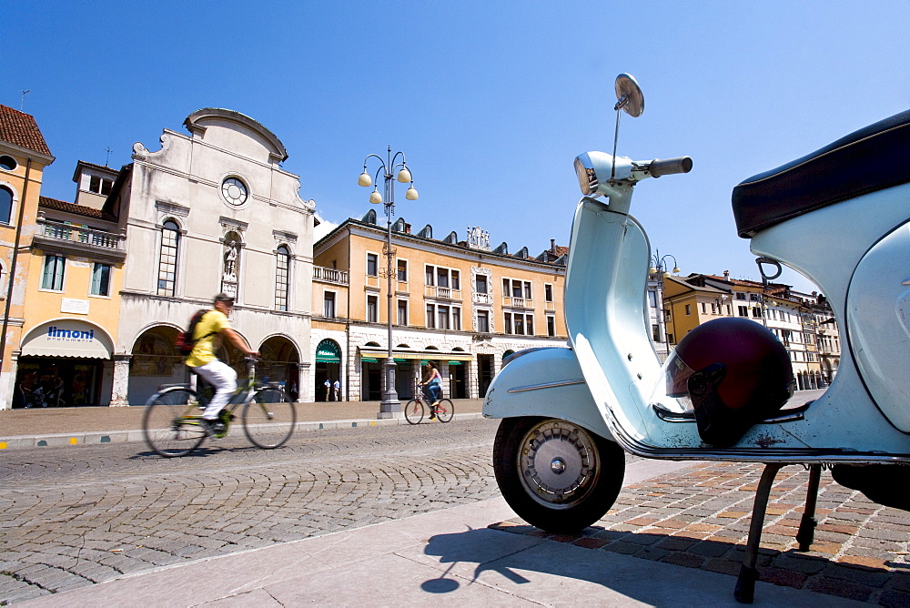 Vespa on the Piazza dei Martiri Square, Belluno, Veneto, Italy, Europe