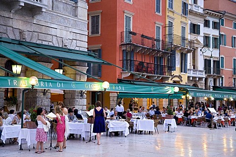 Restaurants on the Piazza Bra Square, Verona, Venice, Italy, Europe