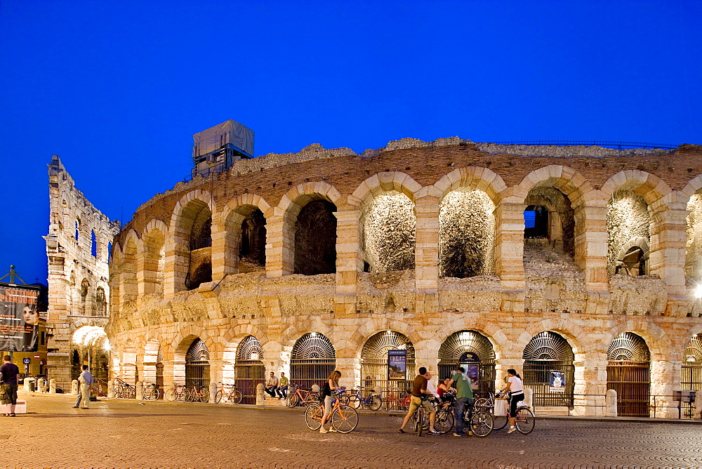 Illuminated Arena, Piazza Bra, Verona, Venice, Italy, Europe