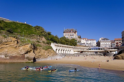 Surfers in the Old Harbour, Port Vieux, Biarritz, Basque Country, South France, France, Europe