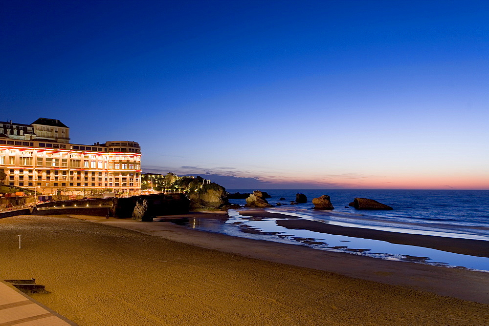 Hotel Bellevue on the Grande Plage, Biarritz, Basque Country, South France, France, Europe