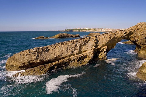 Rocky Coast, Lighthouse St. Martin, Biarritz, Basque Country, South France, France, Europe