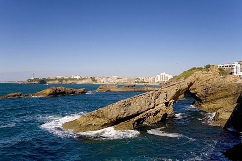 Rocky Coast, Lighthouse St. Martin, Biarritz, Basque Country, South France, France, Europe