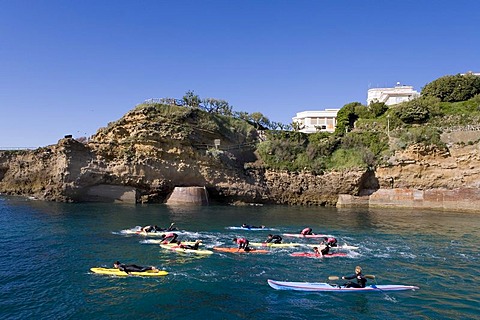 Surfers in the Old Harbour, Port Vieux, Biarritz, Basque Country, South France, France, Europe